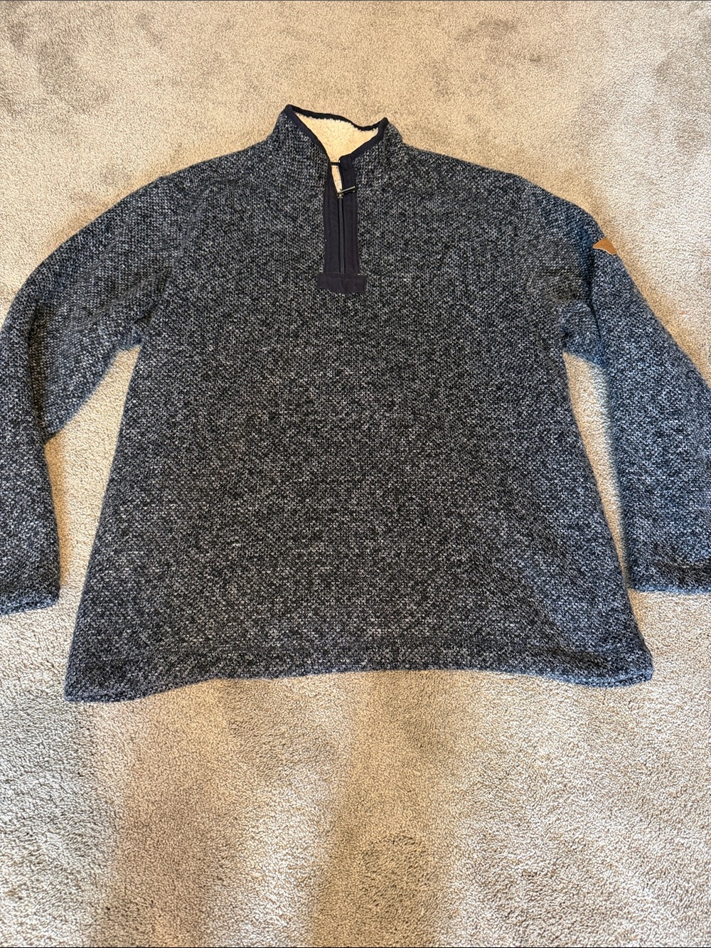 Orvis Men's Navy Fleece Lined Quarter-Zip Knit Sweater XL